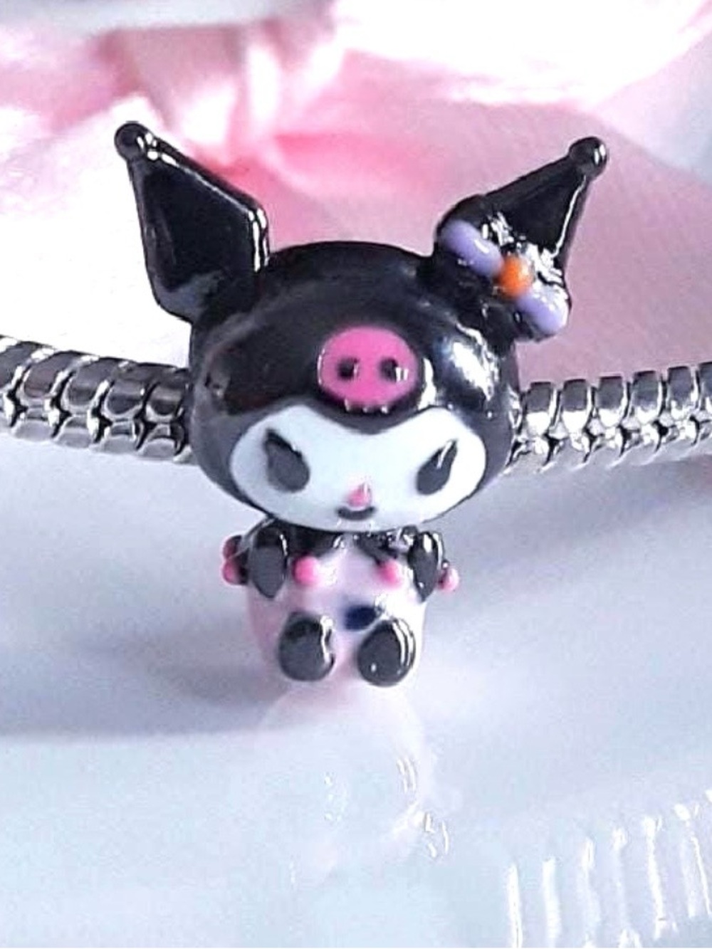 Kuromi Black and Pink Charm S925 Sterling Silver, Pandora compatible